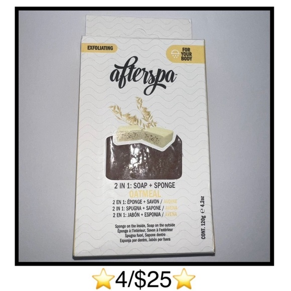 Afterspa 2 in 1 Oatmeal Exfoliating Soap + Sponge, New in box - Picture 1 of 12